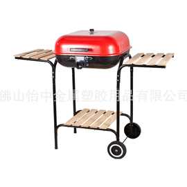 户外焖烧便携方形Square BBQ grill木炭烧烤炉木板架22寸汉堡台车