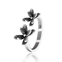 巧兰轩仿纯银戒指批发泰银仿古复古风格女款时尚流行花朵款式饰品