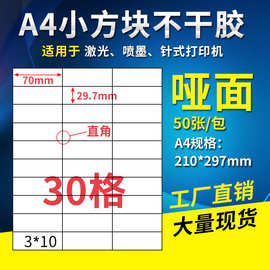 火鸡a4不干胶 30格 电脑打印标签纸 70mm*29.7mm  模切空白标签纸