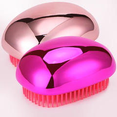 Electroplated Colorful Eggs Hairbrush with Alternating Long and Short Teeth, Mini Portable Version, Massage Hair Tool