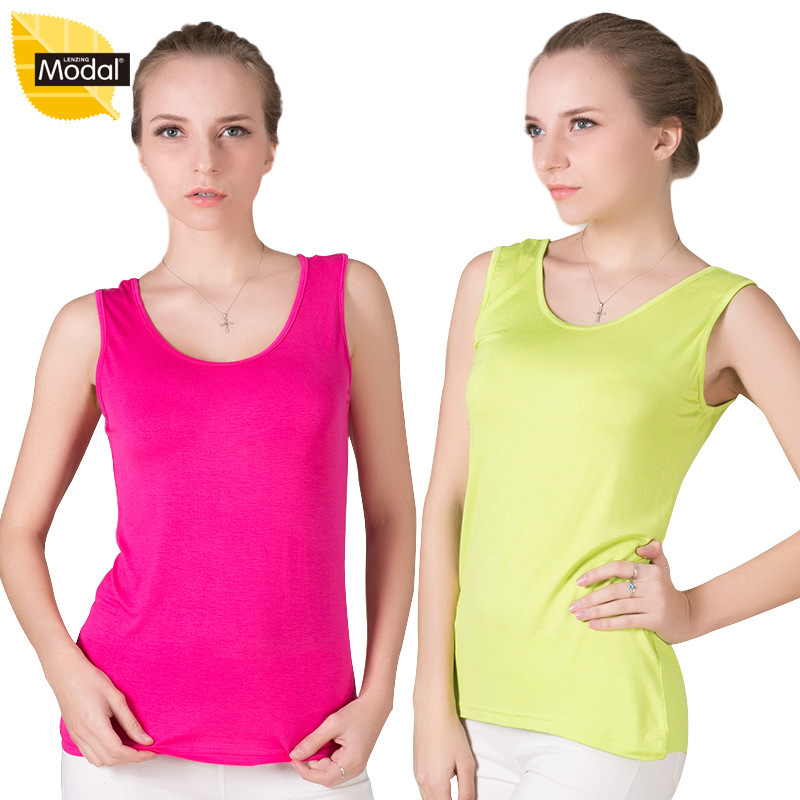 Wholesale 2026 new summer style U-neck plus size modal women's front and back large collar camisole undershirt Wholesale 2026 new summer style U-neck plus size modal women's front and back large collar camisole undershirt