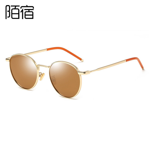 Korean style polarized sunglasses Inna's same style round frame retro personality trendy Taeyeon quality MOSU FAKEME