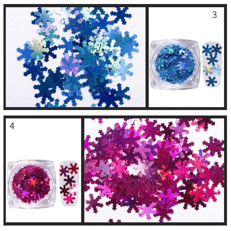 Concubina arte de uñas copo de nieve lentejuelas 12 colores Navidad copo de nieve lentejuelas traje manicura arte de uñas Navidad copo de nieve