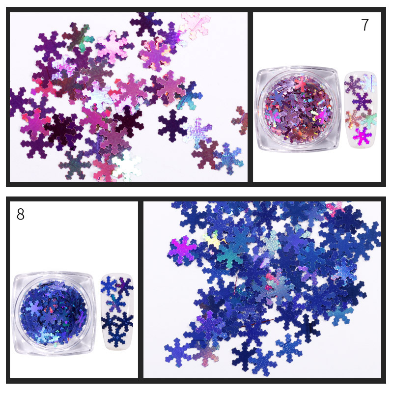 Concubina arte de uñas copo de nieve lentejuelas 12 colores Navidad copo de nieve lentejuelas traje manicura arte de uñas Navidad copo de nieve