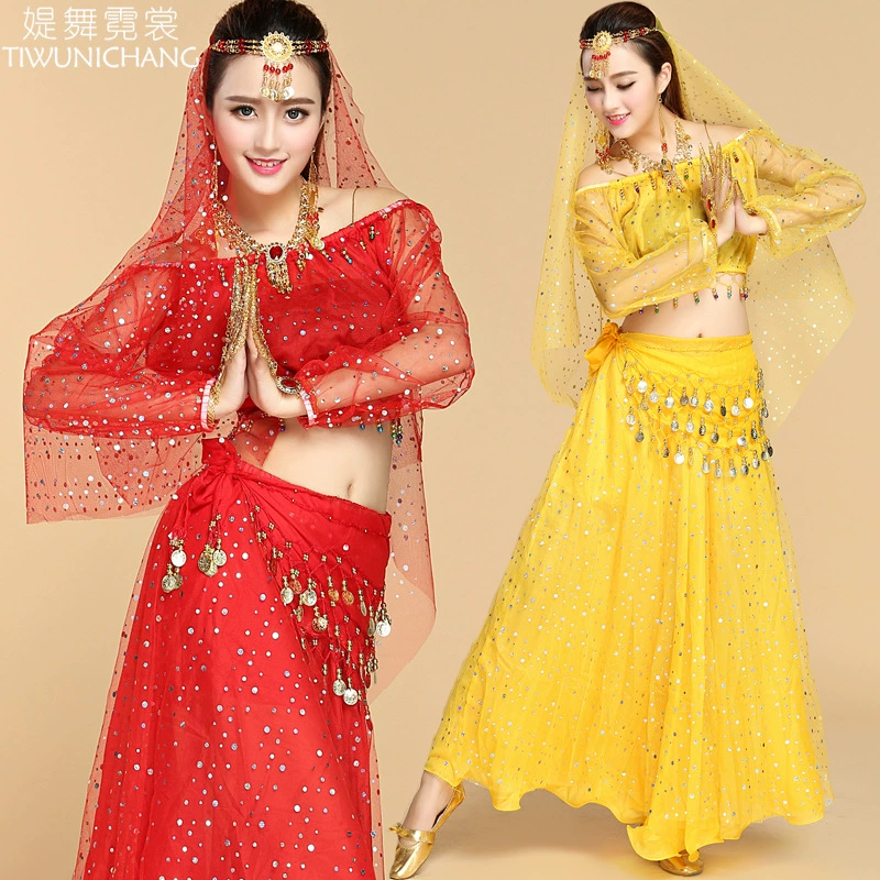 Оптовая Новый Костюм Для Танца Живота Сценический Костюм Индийский Танцевальный Костюм Платье С Блестками Костюм Весна и Лето