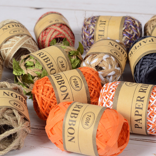 Manufacturer boxed braided hemp rope paper rope creative diiy braided rope tag rope multiple styles available