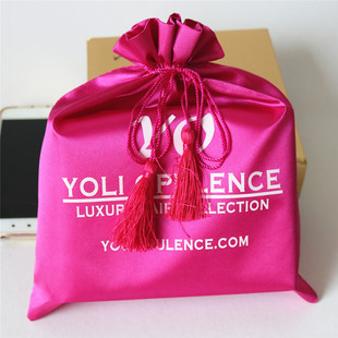 Factory wholesale imitation silk satin bag cosmetic satin drawstring bag custom underwear play dustproof storage