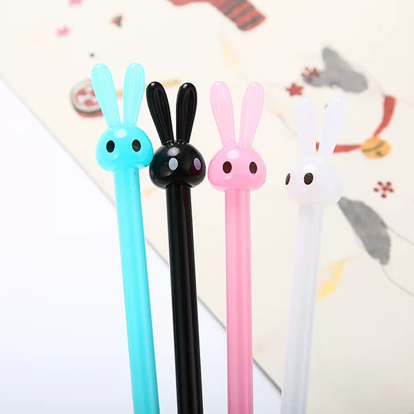 Creative Stationery Little Rabbit Gel Pen Cute Cartoon Long Ear Rabbit Student Water Pen Black Rabbit Office Sign Pen