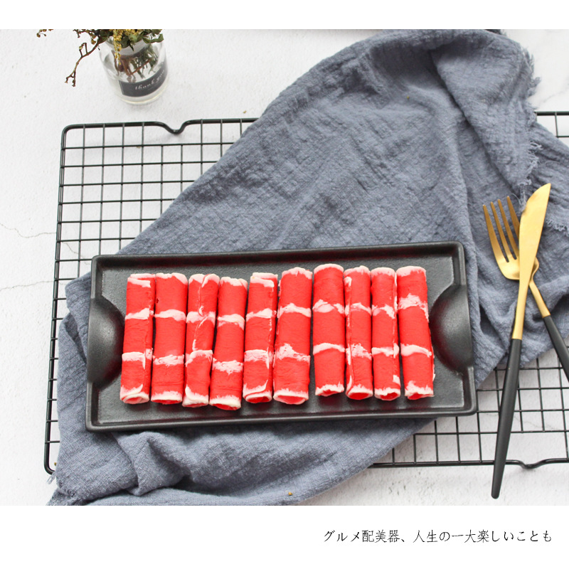 Cerámica negro esmerilado rectángulo Sushi filete fruta Plato plano