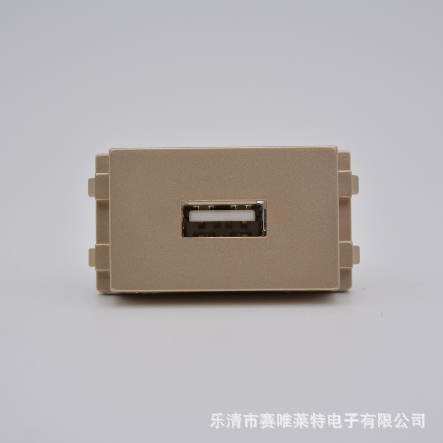 128型香槟金免焊USB电脑插座USB数据延长线转接模块 面板地插模块