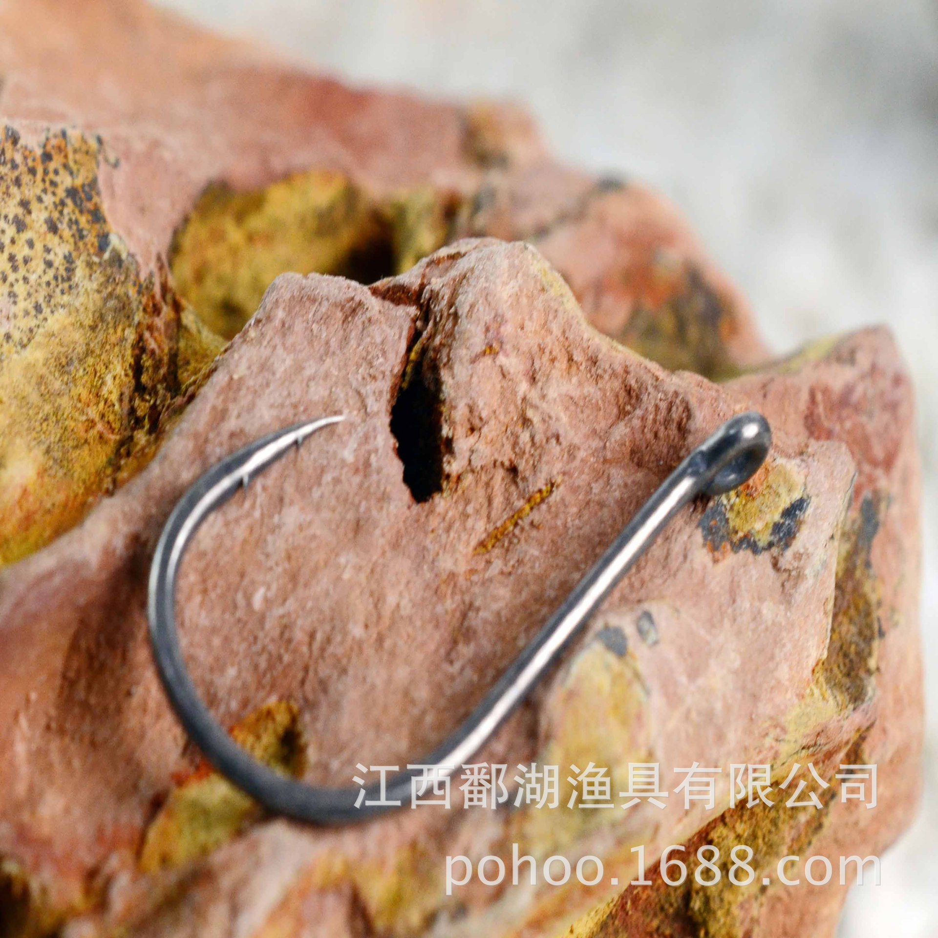 Gancho de hierro de púas doble con anillo, gancho de esturión, anticorrosión y antioxidante azul