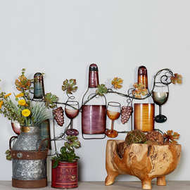 金属葡萄酒酒瓶酒杯葡萄树造型挂饰挂件 彩绘工艺