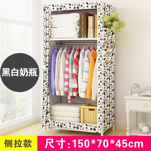 Simple wardrobe student dormitory single small wardrobe storage storage cabinet economical steel pipe thick cloth wardrobe