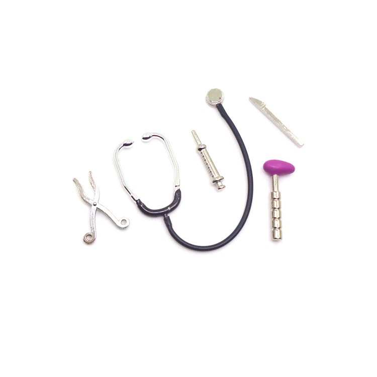 Small doll house with accessories, realistic stethoscope