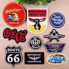 Embroidered patch with airplane, crown, letters, personalized fashion DIY badge