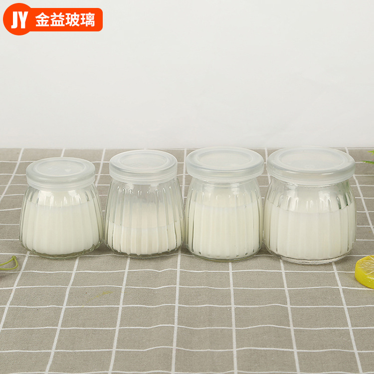 创意竖纹布丁瓶慕斯布丁杯酸奶瓶耐高温烘焙玻璃瓶奶茶店专用