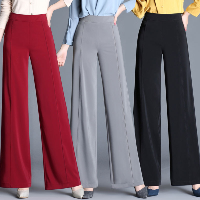 Spring and Autum Plus Size Women's High-Waisted Wide-Leg Pants Women's Casual Pants Trousers Loose Slimming Trousers Women's Cross-Border Comfort