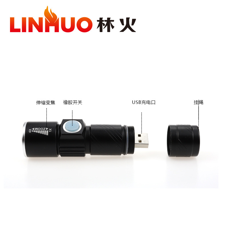 Fábrica al por mayor LED luz fuerte recargable linterna hogar USB recargable mini linterna portátil linterna incorporada