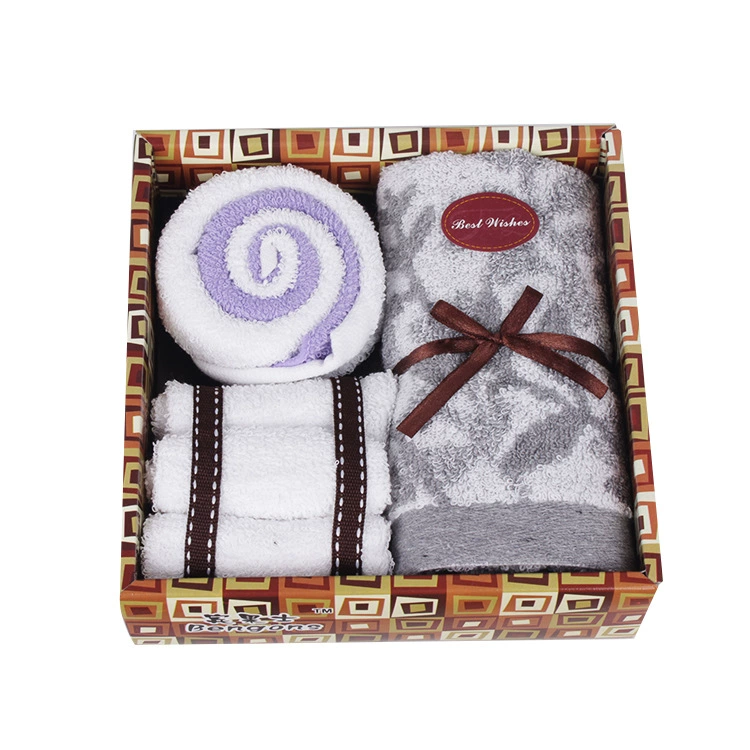 Натуральный удобный мягкий хлопок с принтом, приятный для кожи хлопок высокой плотности, тонкое натуральное волокно, сиреневый, полотенце на палочке, подарочная коробка