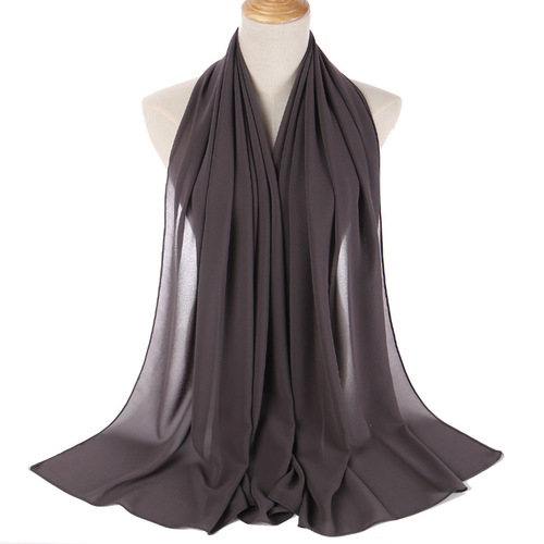 Solid color pearl chiffon bubble scarf women's hijab scarf wholesale
