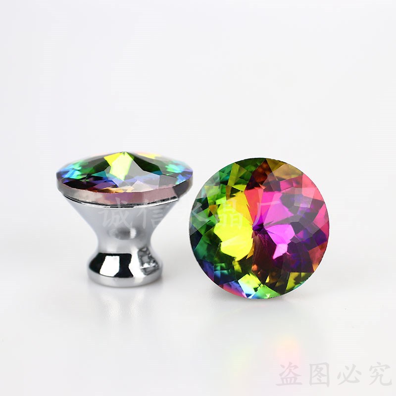厂家批发锌合金水晶拉手单孔橱柜抽屉衣柜门小把手温州五金家具