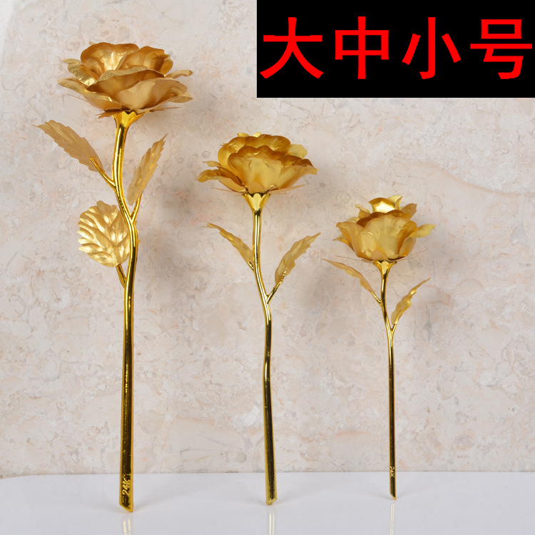 Rosa de lámina de oro flor de lámina de oro grande regalo de Tanabata rosa de oro flor de chocolate para novia pequeña