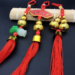 "Year of the Rooster Cabbage Red Tassel Car Hook Gift Merchandise Good Luck Gourd Car Ornament Lucky Money Business Gift"