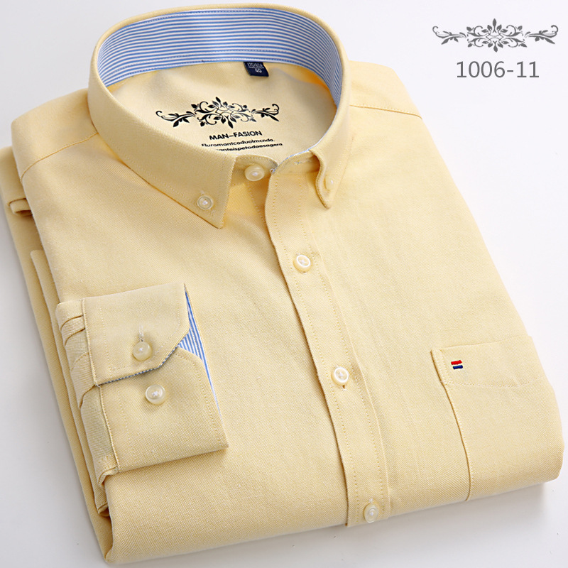 2024 primavera Oxford camisa tejida de manga larga camisa casual joven y de mediana edad camisa de moda todo fósforo ropa de hombre en stock al por mayor