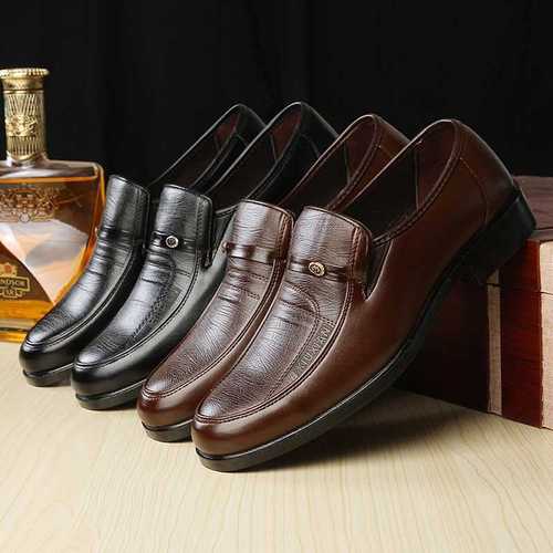 2024 Spring New Men's Business Formal Leather Shoes Office Shoes Slip-On Comfortable Casual Black Leather Shoes