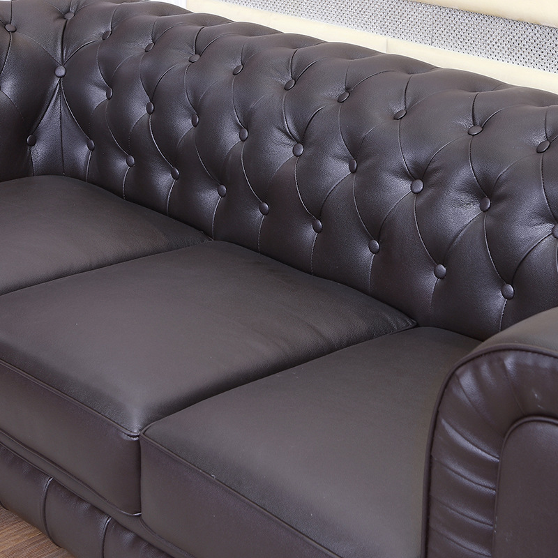 Sofá de cuero retro americano cafetería muebles de oficina de hotel mediano y pequeño apartamento solo combinación de sofá de tres asientos image 6