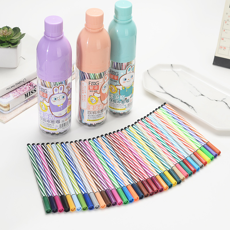 Drift bottles Watercolor pen Washing brushes can 12 colour 18 colour 24 colour 36 colour originality stripe Pen