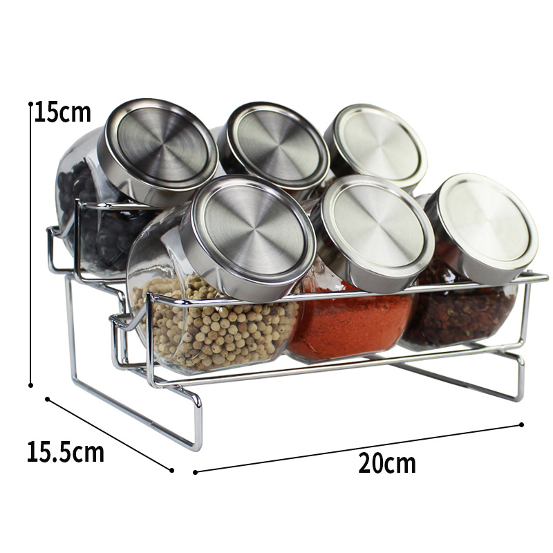 Caja de condimento de vidrio condimento tarro traje condimento rack con estante de almacenamiento botella de condimento tarro de cocina doméstica suministros