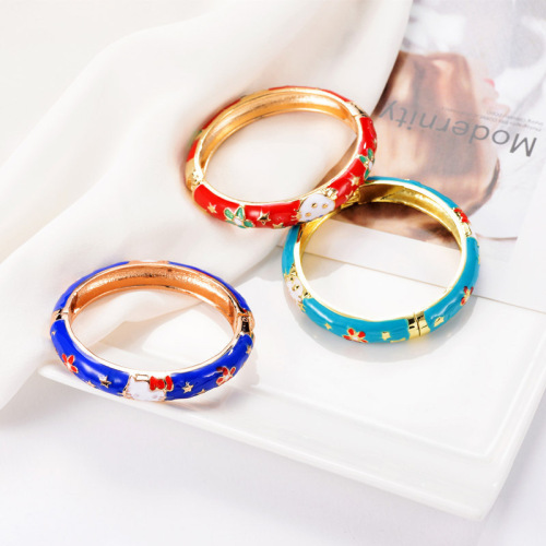Old Beijing Cloisonné Handcrafted Bracelet with Enamel Color Openwork Ethnic Style Children's Fashion Accessory National Trend Gift