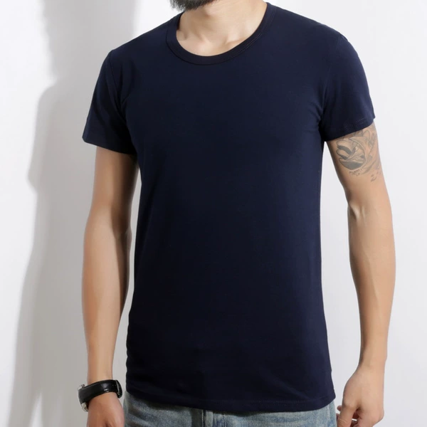 Round neck-dark blue