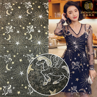 刺繡繡花天馬 時尚女裝連衣裙演出服繡花蕾絲面料 廠家直銷