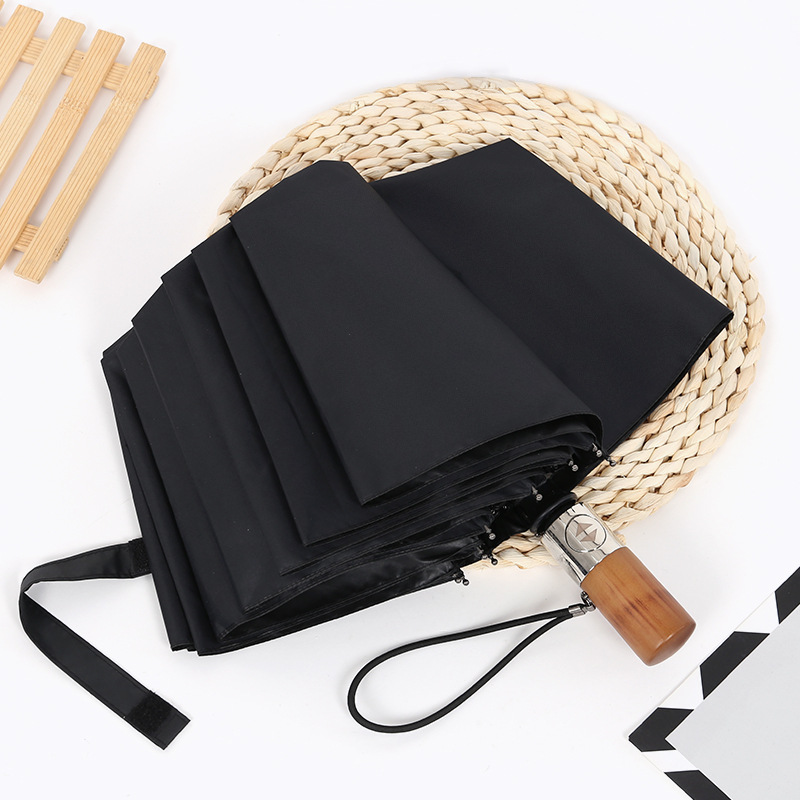 New Automatic Vinyl Top Quality Sunshade Retro Wooden Handle, Foldable 70% Off Sunscreen With Logo Printing, Advertising Umbrella_voghion.com