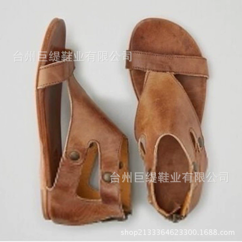 Juti летние пожелания Amazon плоские туфли заклепки Рим Внешняя торговля 35-43 Большие размеры женские сандалии