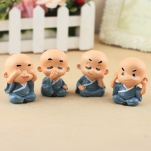 创意卡通四不小和尚可爱小沙弥树脂茶宠汽车中控台车载公仔摆件