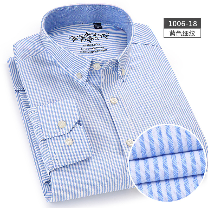 2024 primavera Oxford camisa tejida de manga larga camisa casual joven y de mediana edad camisa de moda todo fósforo ropa de hombre en stock al por mayor