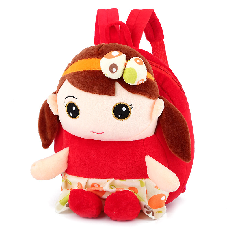 批发秋冬新款卡通可爱双肩包包女幼儿园儿童背包女孩毛绒发卡书包