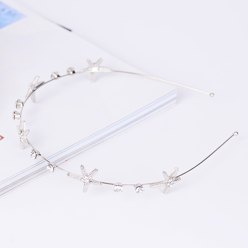 Nueva moda coreana Diamante estrella de mar Diadema Accesorios de diadema de aleación de diamantes de imitación Joyería para el cabello simple Suministro de boutique
