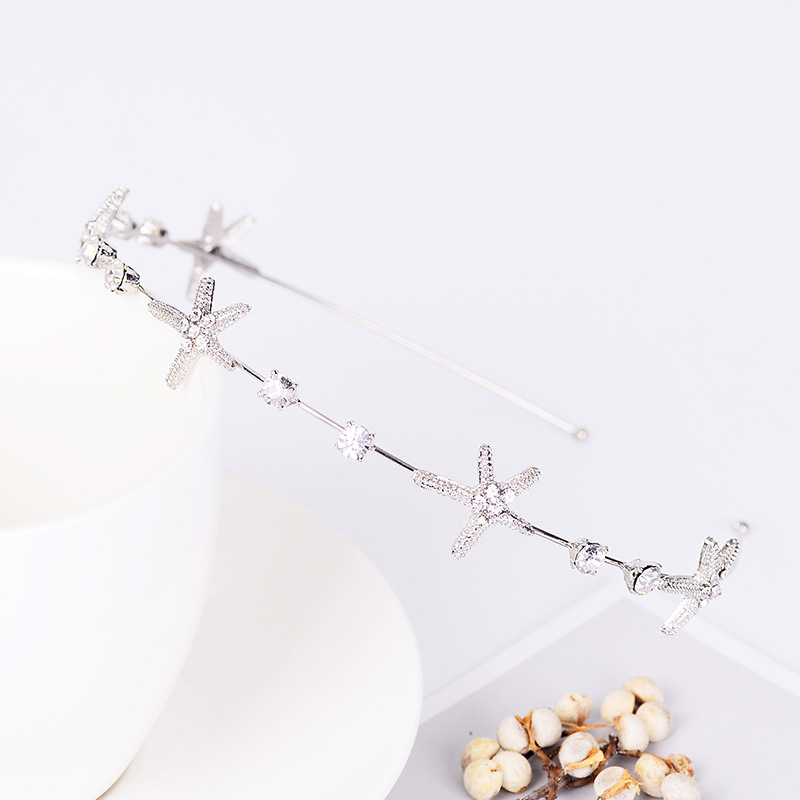 Nueva moda coreana Diamante estrella de mar Diadema Accesorios de diadema de aleación de diamantes de imitación Joyería para el cabello simple Suministro de boutique