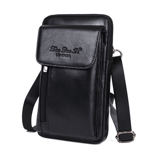 Xiaoduoli men's messenger bag genuine leather mini shoulder bag 7-inch waist bag belt cowhide phone bag hanging bag