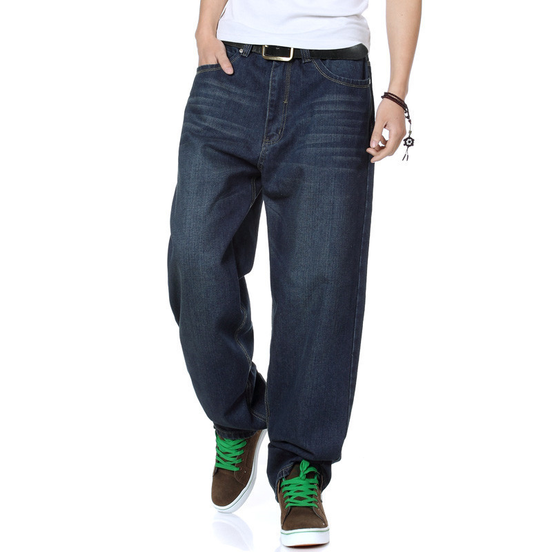 Spring and Autum New Hip-Hop Large Size Denim Pants Men's Straight Wide Leg Nzk Thick Legs Loose Long Pants