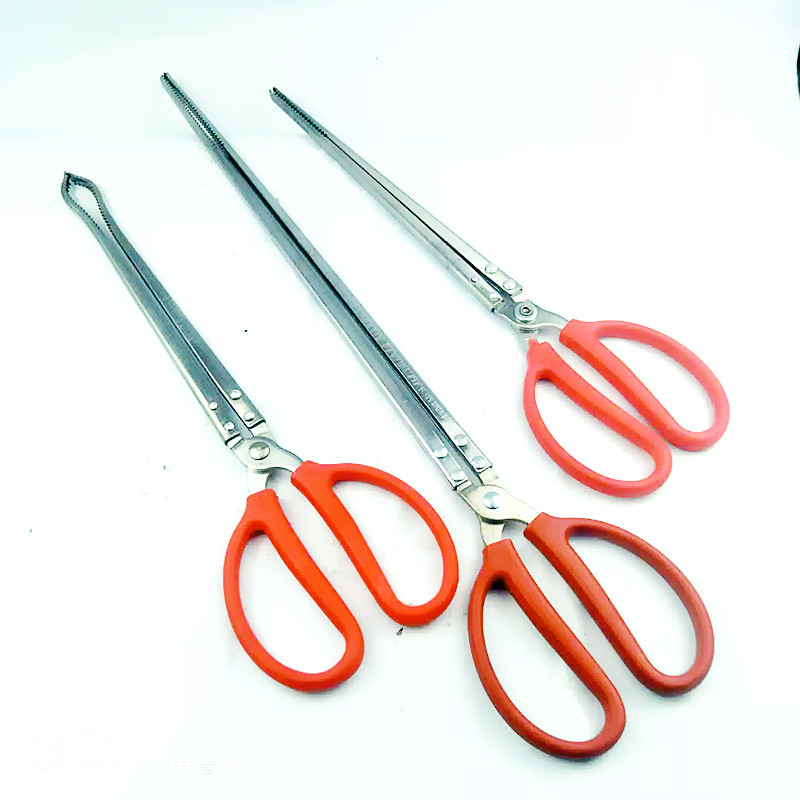 不锈钢泥鳅钳黄鳝蛇钳小号拾物器弯头齿钳板栗夹螃蟹夹龙虾夹钳子