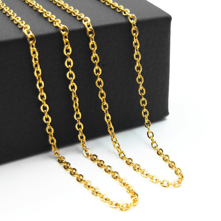Titanium Steel 316L plated 18K gold necklace welding mouth vertical cross flat chain O-shaped chain all-match thin chain starting from 2 m