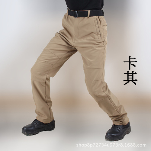 Autumn/Winter Sharkskin Soft Shell Tactical Pants for Men, Workwear Combat Trousers, Tailored Long Pants, Military Fan Pants, Fleece Lined, Warm Keeping