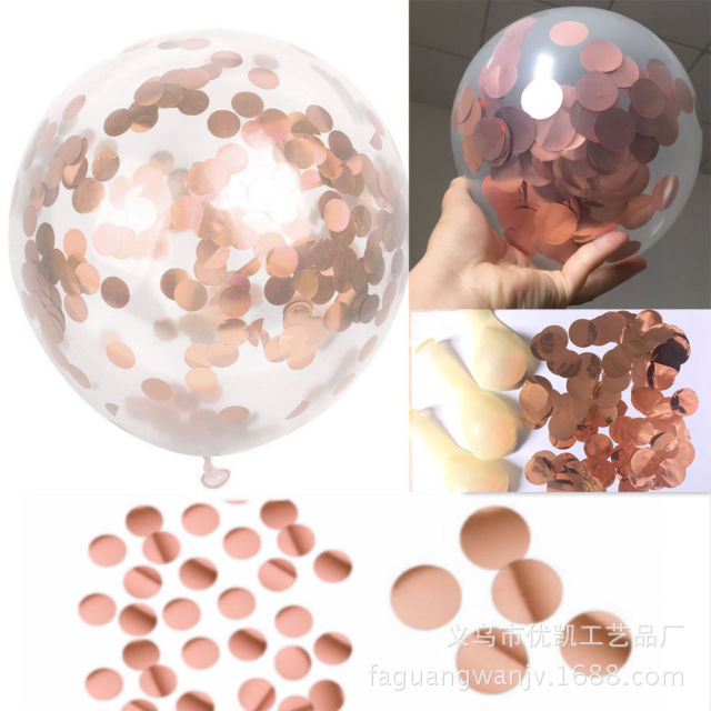 12/18/36寸创意透明玫瑰金亮片乳胶气球 婚礼会场布置生日气球