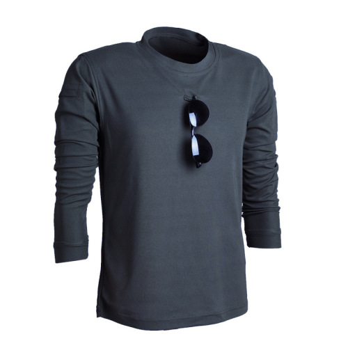 Relaxed Fit Men's Tactical Long Sleeve Elastic Sweat Absorbent Outdoor Training T-Shirt