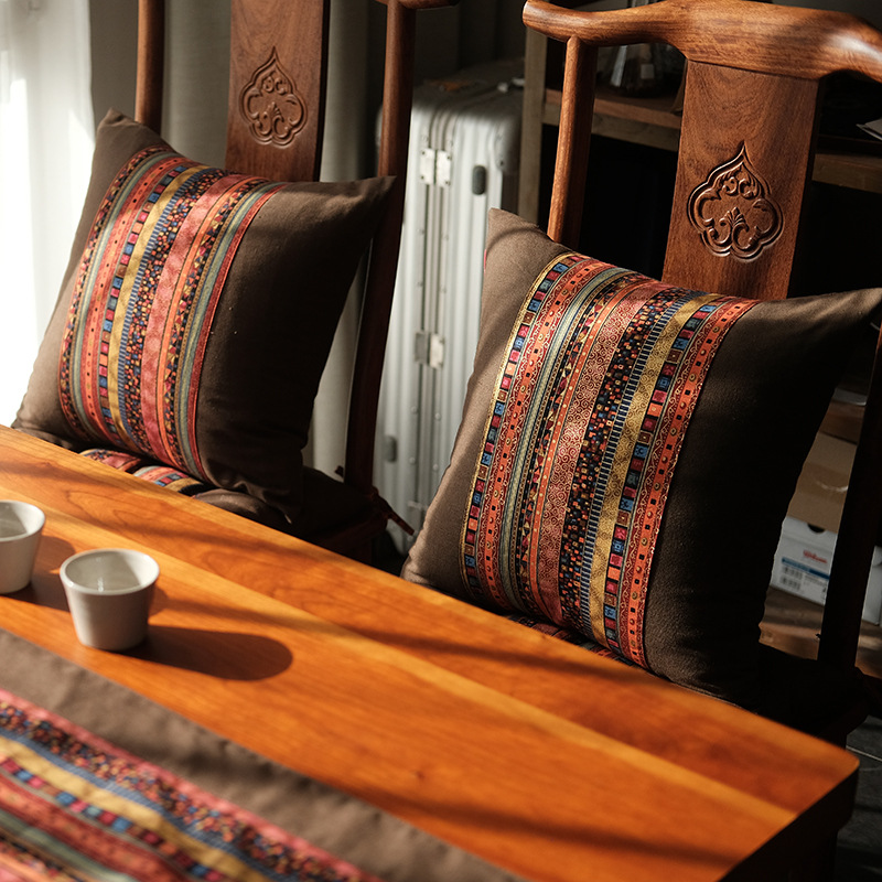 民族风条纹靠垫靠枕套客栈布艺腰枕棉麻抱枕套cushion c